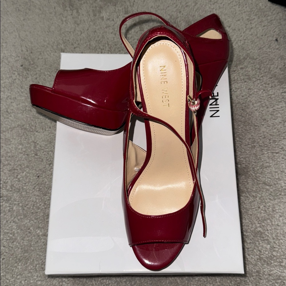 Nine West Burgundy Patent Leather Heels
